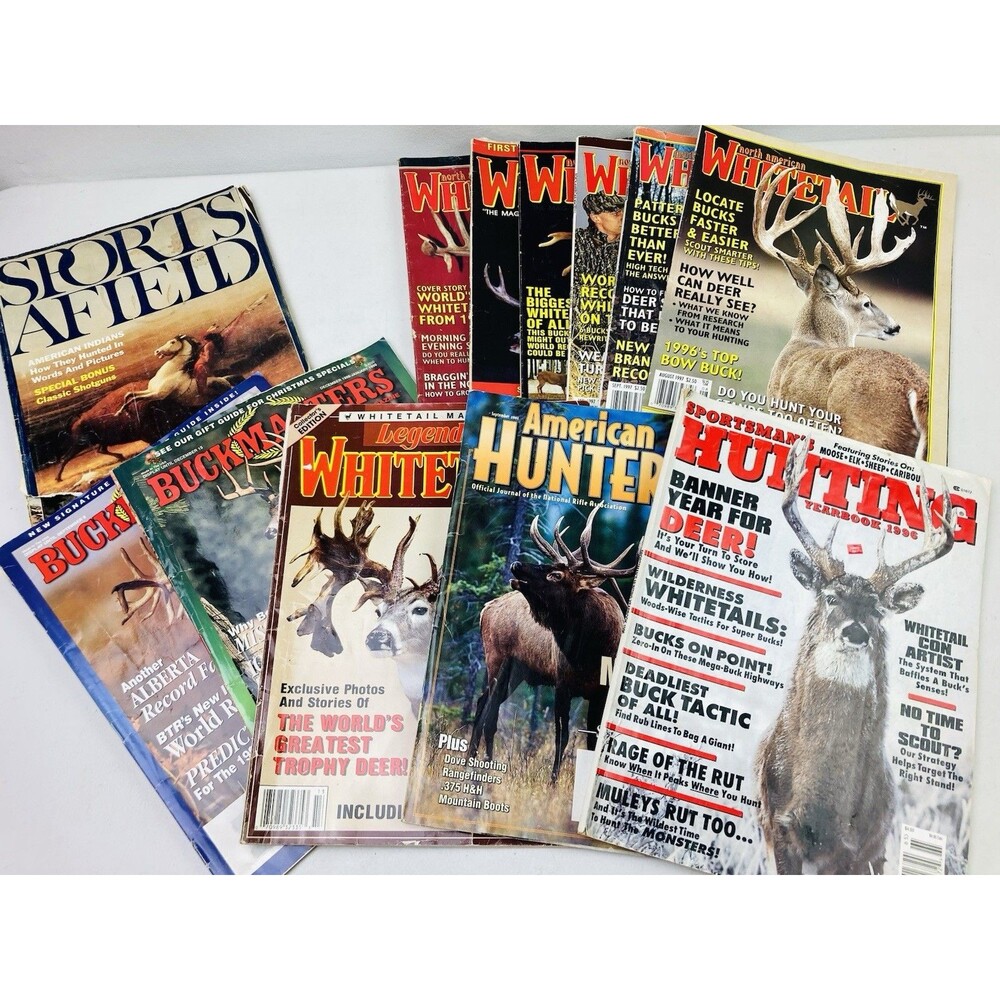 American Whitetail, Buckmasters Hunting Magazines Vintage 90's Various Lot of 14